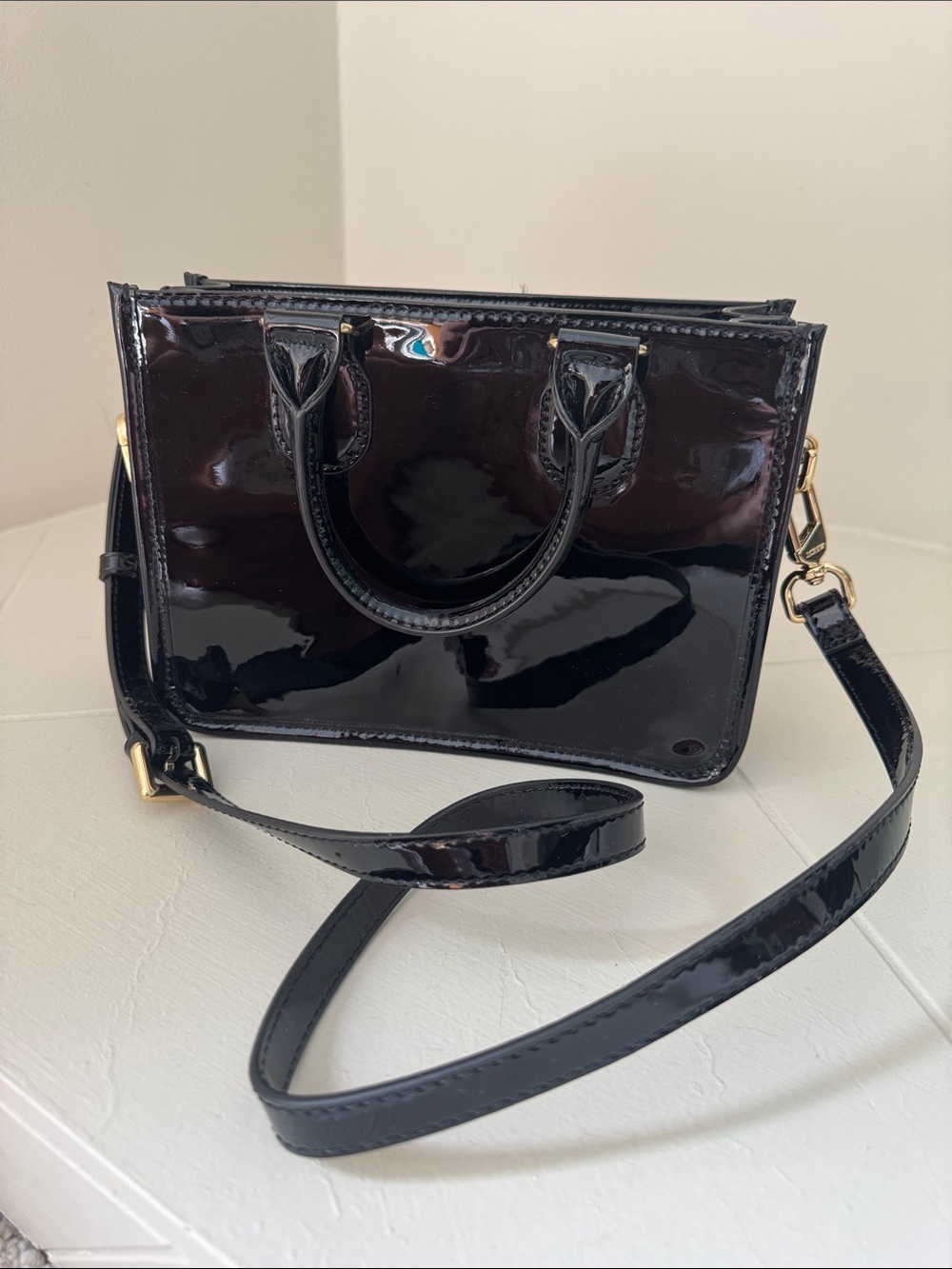 J. Crew Black Patent Mini Crossbody Tote